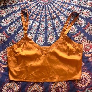 Forever 21 Satin V-Neck Crop Top